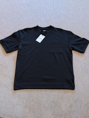 Ninety Black Short-Sleeve Pocket Crewneck Tee